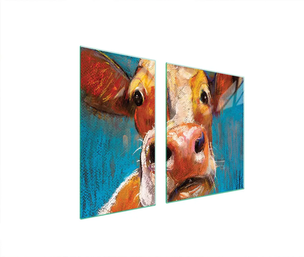 Piastre copri fornelli 2 pezzi 90x52 ceramica copri piano cottura tagliere in vetro animale mucca