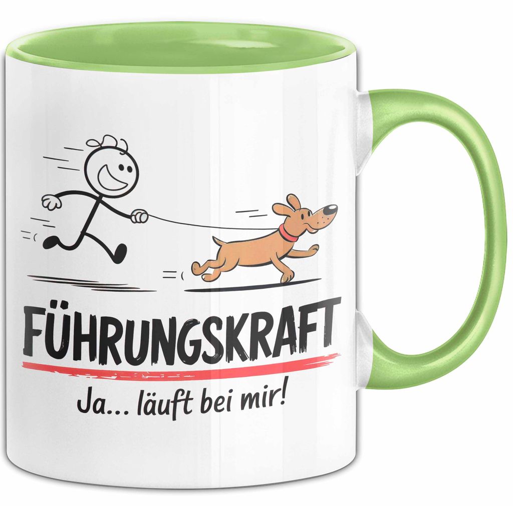 Hundebesitzer Hundegassi Tasse Geschenk Lustige Geschenkidee Spruch Führungskraft Ja Läuft Bei Mir (Grün)