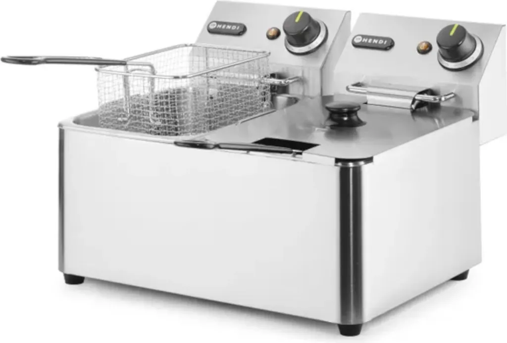 Friteuse 2x4L Kitchen Line 6000W - Température Réglable et Haute Puissance