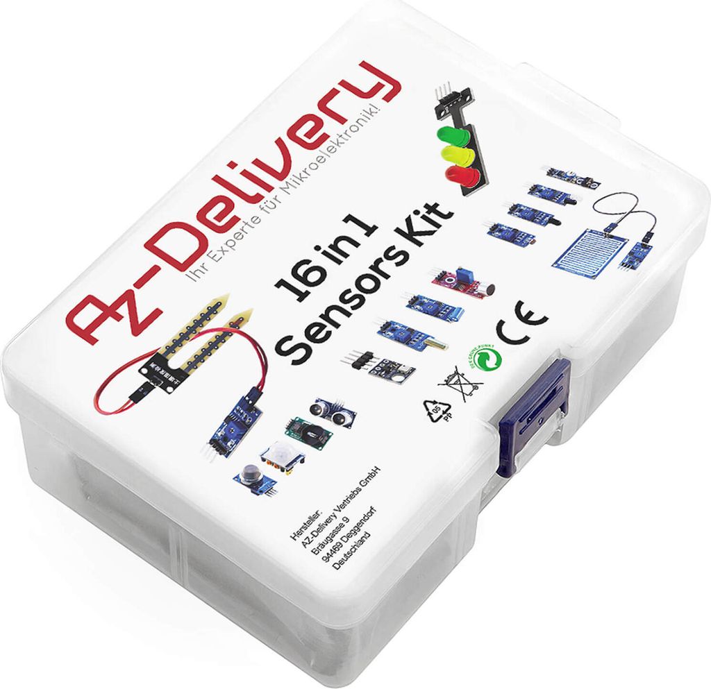 AZ-Delivery Bausätze & Kits 16 in 1 Kit Zubehörset mit Sensoren und Modulen kompatibel mit Arduino und Raspberry Pi, 1x Kit