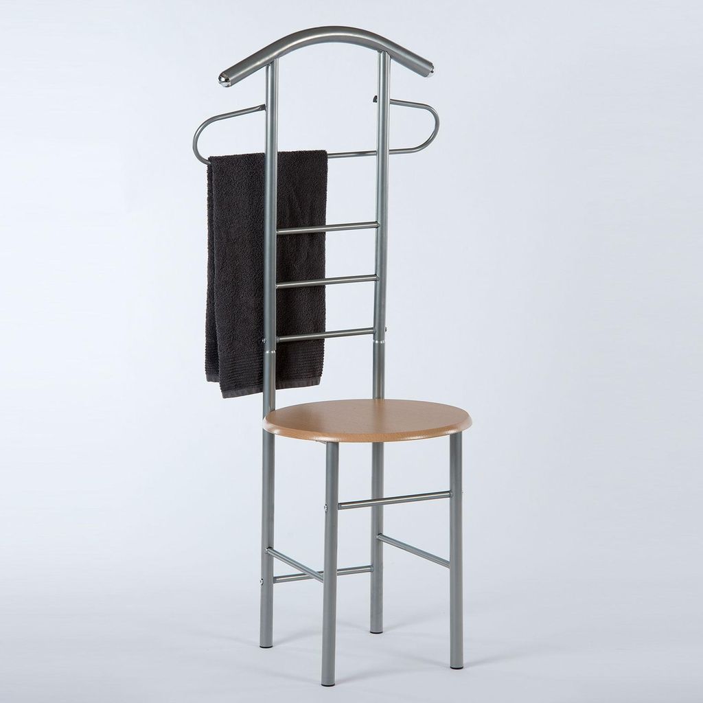 Herrendiener Stuhl Henry Buche Metallgestell silberfarben