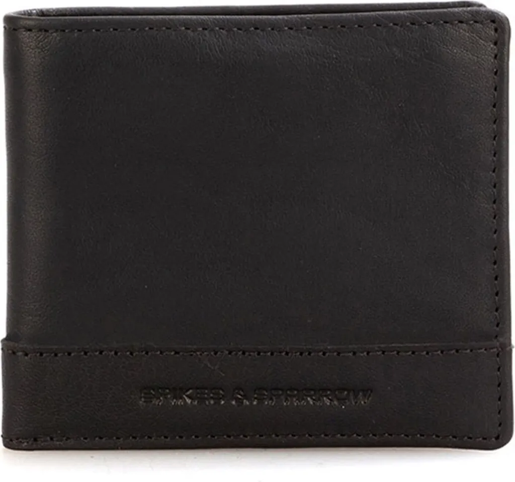 Spikes & Sparrow Bronco Billfold: Portafoglio in Pelle RFID Nero Uomo