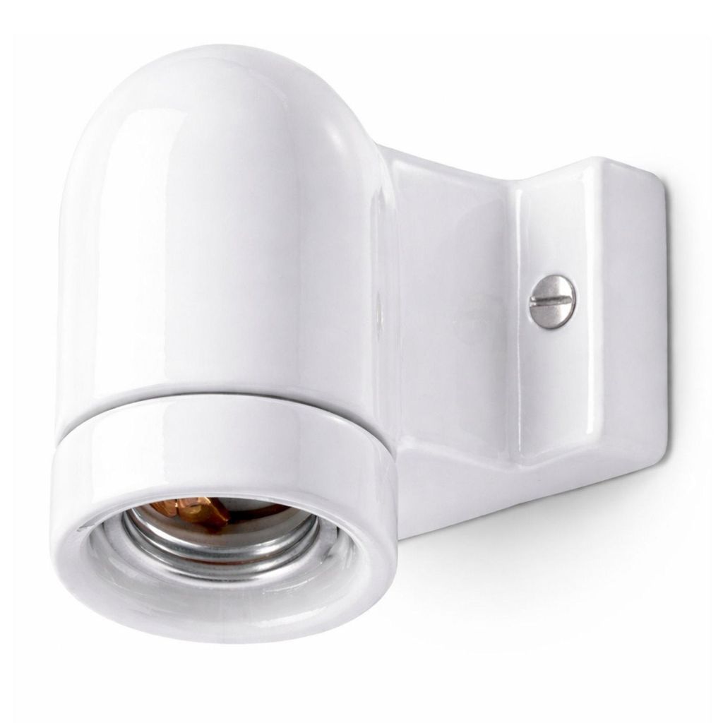 Porcelanowa lampa ścienna E27, biała glazura Zdjęcie produktu 