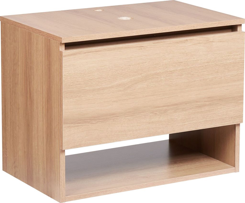 BELIANI Badezimmer Wand-Waschtischschrank Hellbraun Produktbild 