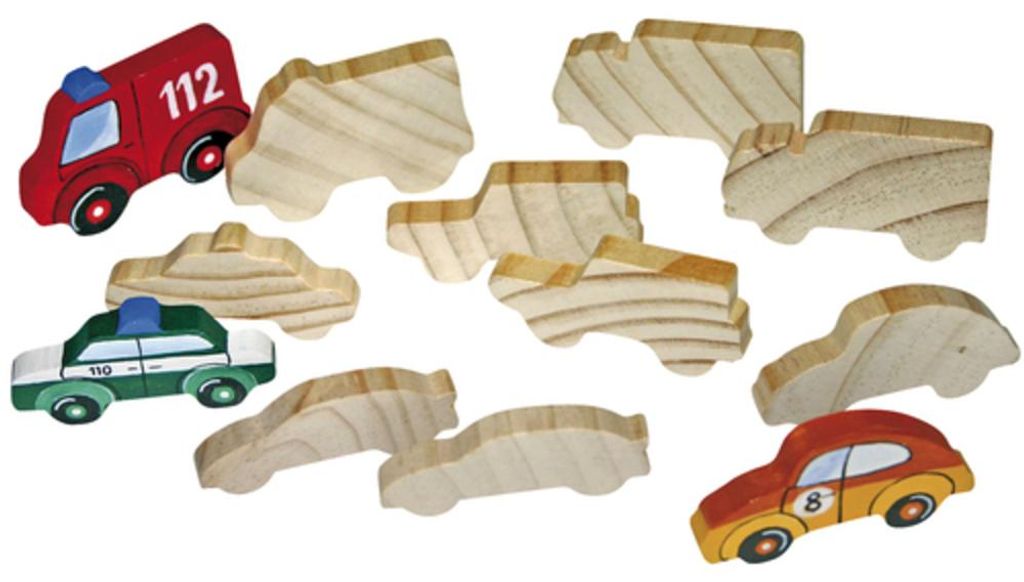 EDUPLAY 210-056 Holzfiguren Fahrzeuge, natur, 12-teilig (1 Produktbild 