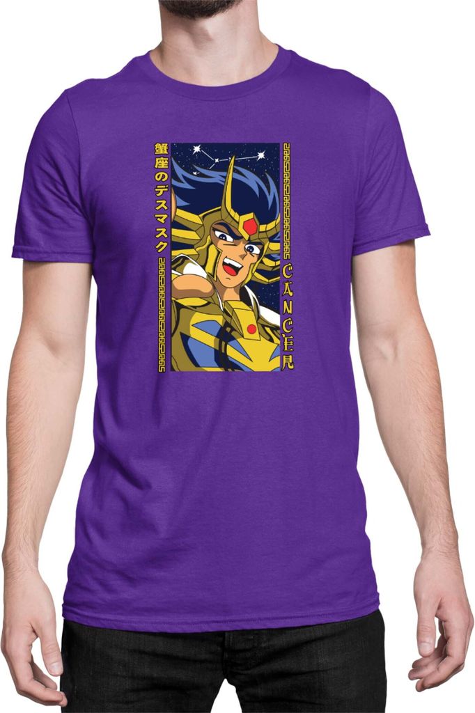 Herren T-Shirt Japan Anime Manga Saint Anime Seiya Cancer, Man 3XL / Lila
