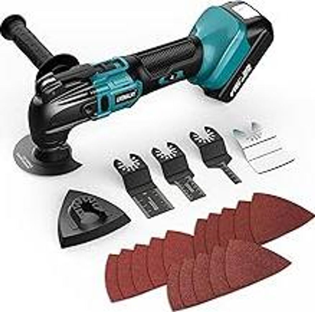LIVOWALNY Akku-Multifunktionswerkzeug, Oszillierwerkzeug, Multitool Kompatibel mit Makita 18V, 6-Gang, Bürstenlos Motor, Hilfsgriff, zum Entfernen...