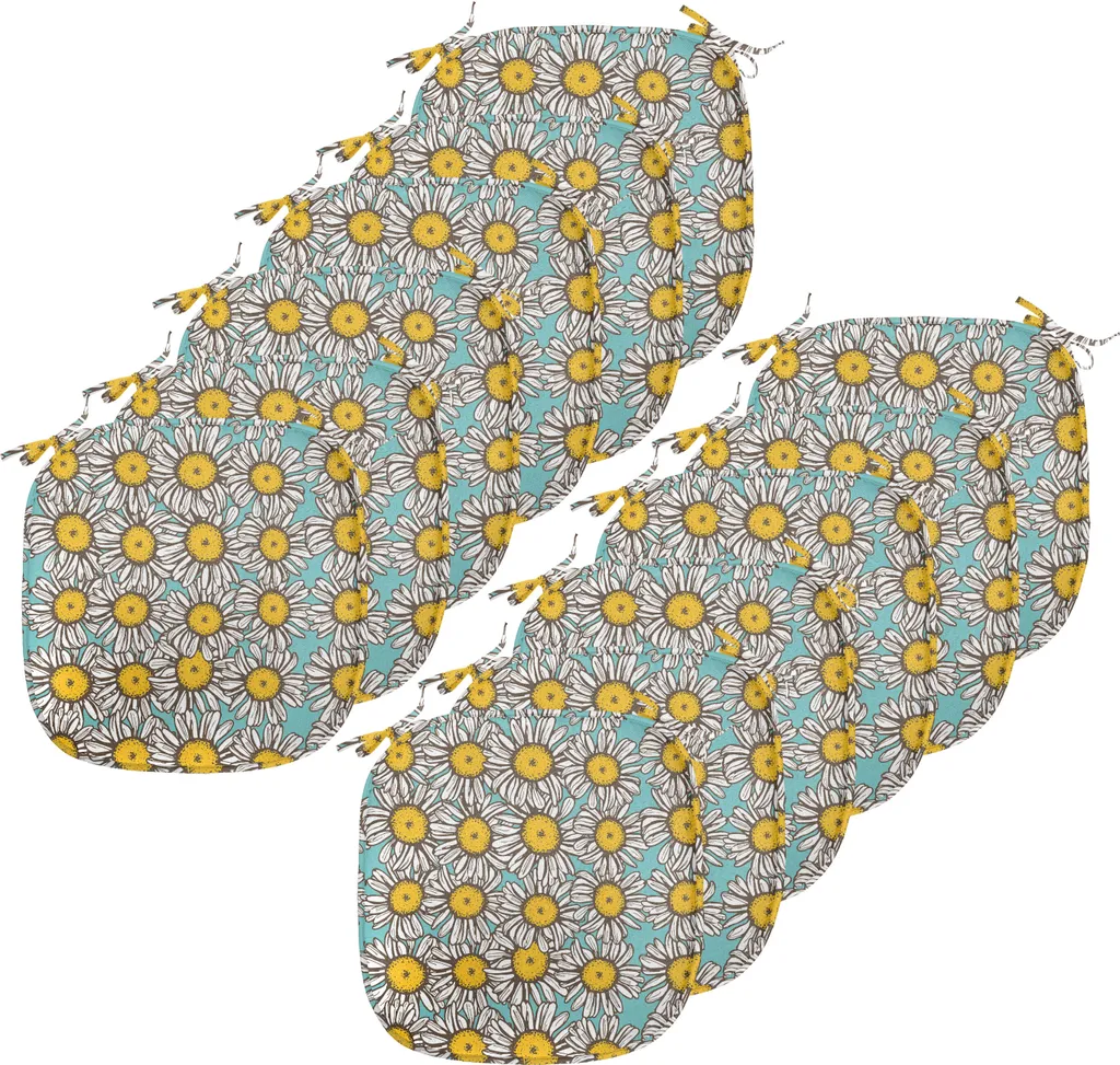 Assise de Chaise Décorative avec Sangles 40x40cm Motif Marguerite Bleu