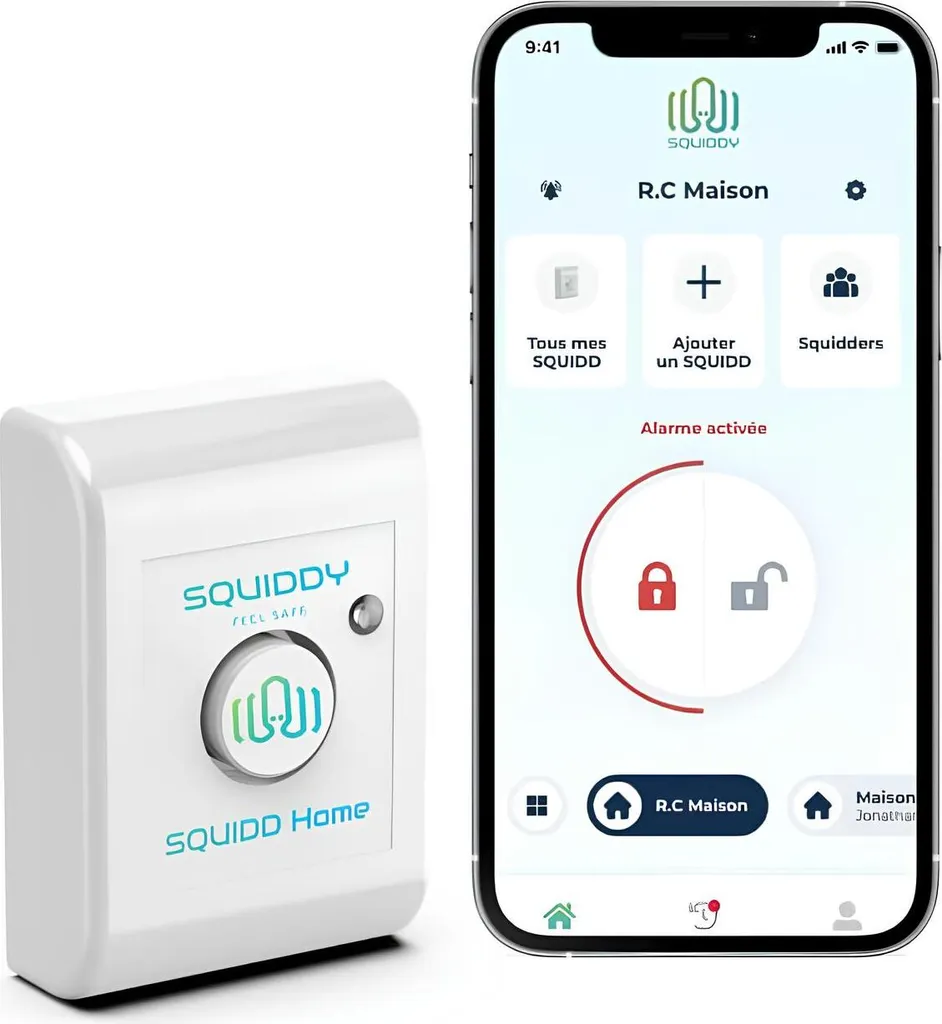 Détecteur de vibration et alarme SQUIDDY 90 dB pour baie vitrée