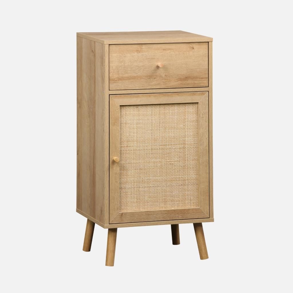 sweeek - Badezimmermöbel mit Holzdekor und Rattan-Geflecht Produktbild 