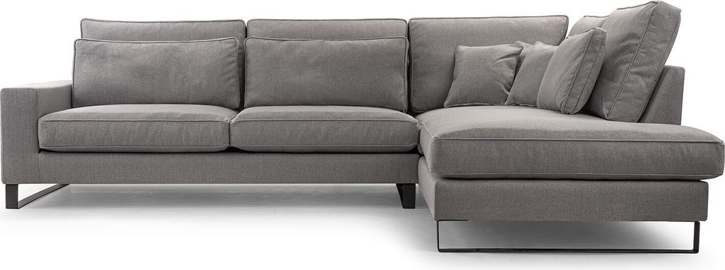 BETTSO Ecksofa Sofa mit Rückenfunktion in L Form Polsterecke Eckgarnitur COLLIN Grau Rechts