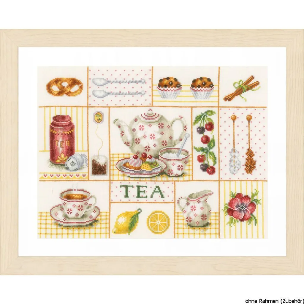 Décoration murale DIY broderie Lanarte Tea Party kit point de croix lin