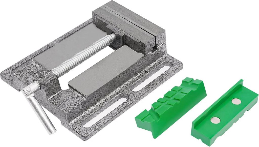 Schraubstock - Bohrmaschinen-Schraubstock - 10 cm Backenbreite - Magnetische Schutzbacken - Gusseisen - Für Fräsmaschine und Werkbank