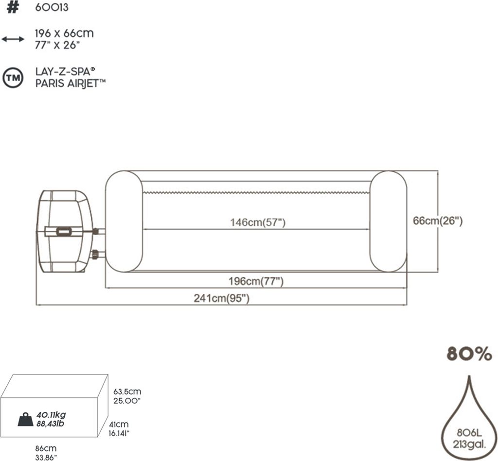 Bestway® LAY-Z-SPA® LED vířivka Paris AirJet™ 196 x 66 cm, Obrázek produktu 12