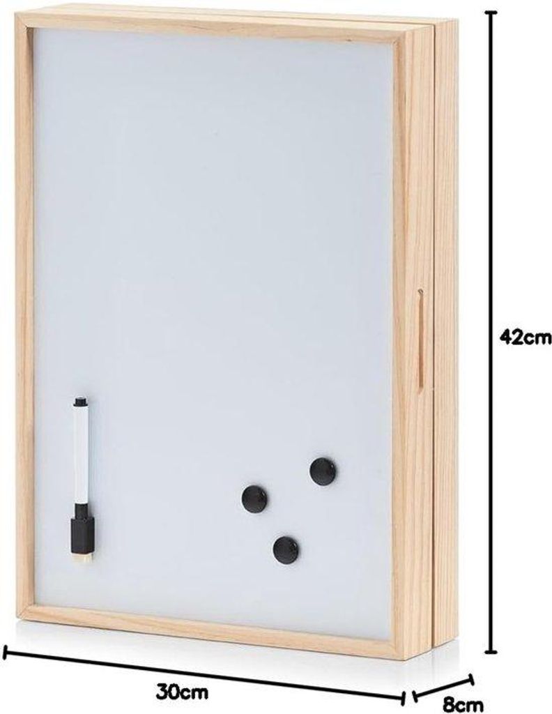 Organisationsbox mit Whiteboard - praktische Organisation - 1 Stück - Weiß - Holz - 42 x 30 x 8 cm