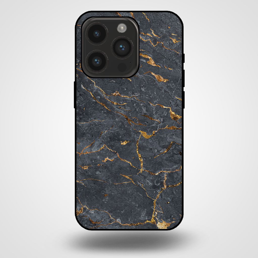 Smartphonica Handyhülle für iPhone 14 Pro mit Marmordruck - TPU-Hülle mit Marmor-Design - Gold Grau