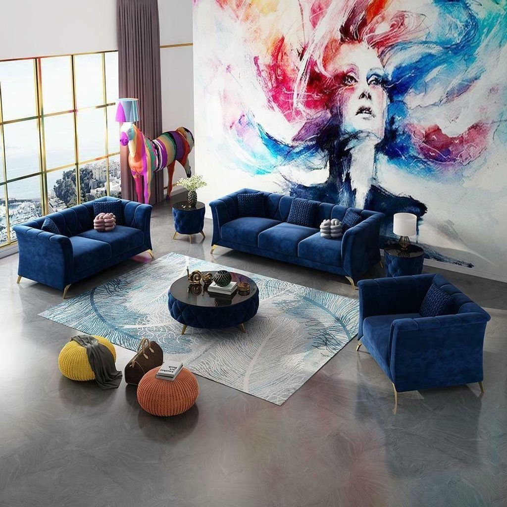 Sofagarnitur Designer Moderne Set Chesterfield JVmoebel