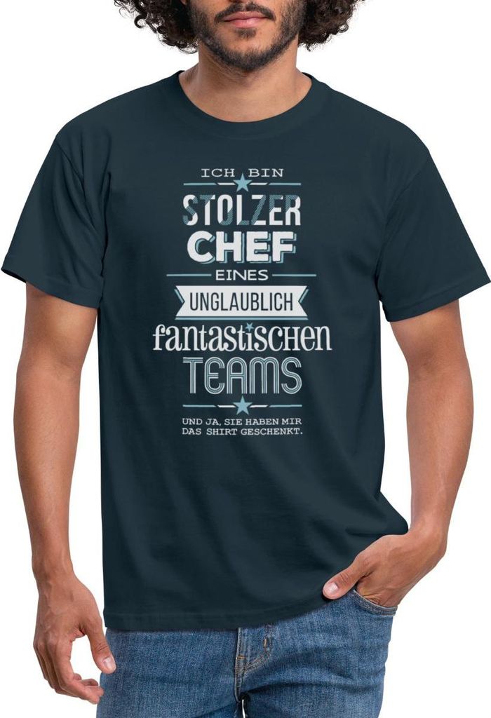 Spreadshirt Stolzer Chef Eines Fantastischen Teams Geschenk Männer T-Shirt, L, Navy