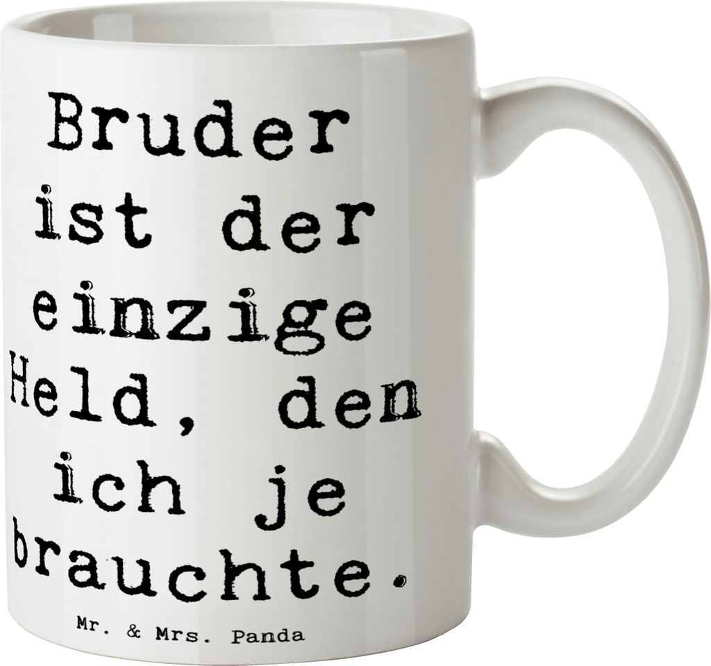 Mr. & Mrs. Panda Teetasse Spruch Bruder Held - Weiß - Geschenk, Henkelbecher, Verwandte, Großer, Tasse, Keramiktasse, Kleiner, Brüderlichkeit, F...