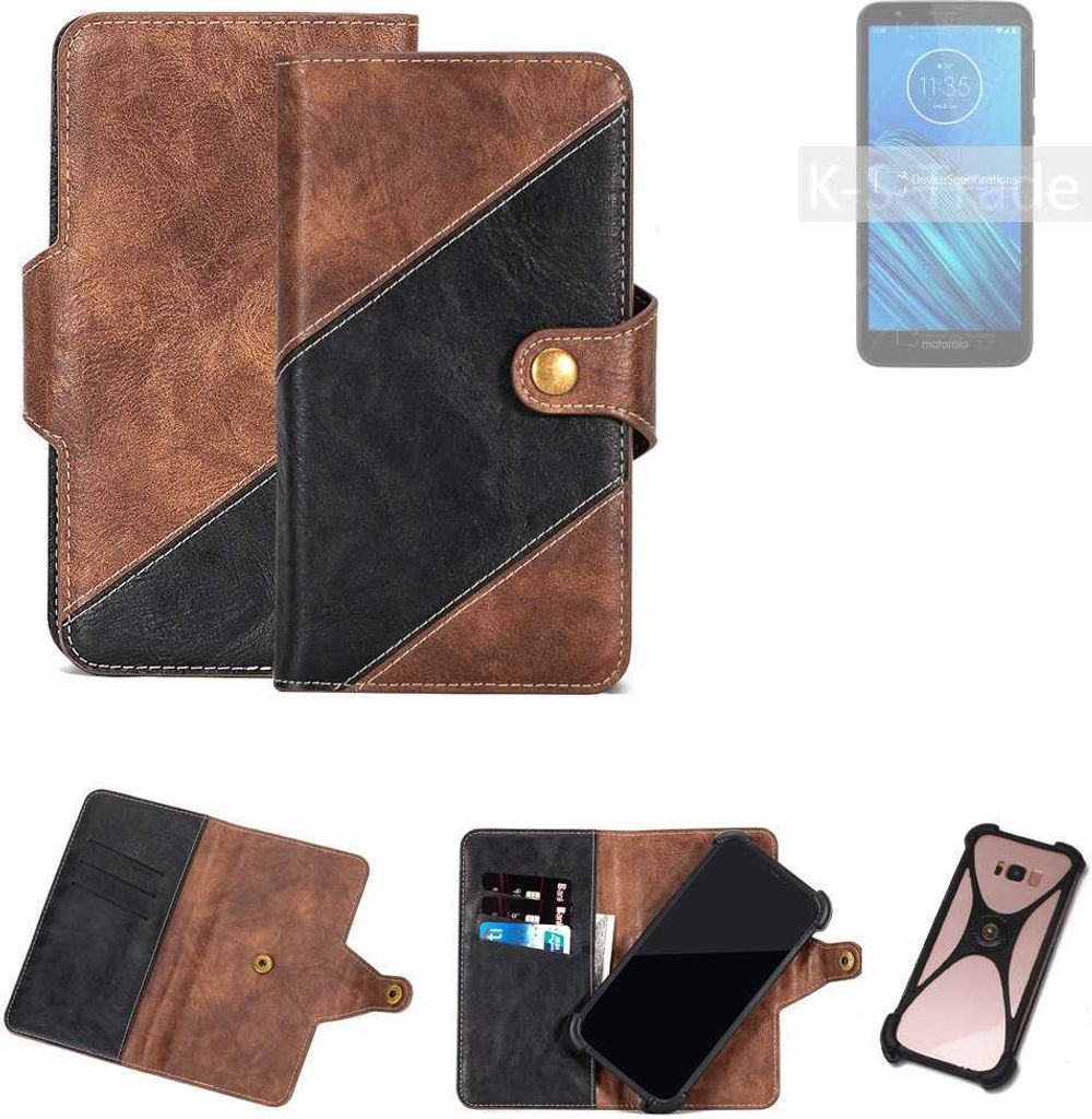 K-S-Trade Handyhülle Schutzhülle Bookstyle Case kompatibel mit Motorola Moto E6 Klapphülle Cover Hülle Schutztasche 1x