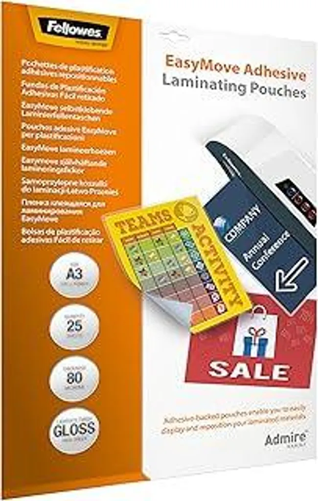 Fellowes A3 EasyDisplay Pellicole Autoadesive per Segnaletica - 25pz