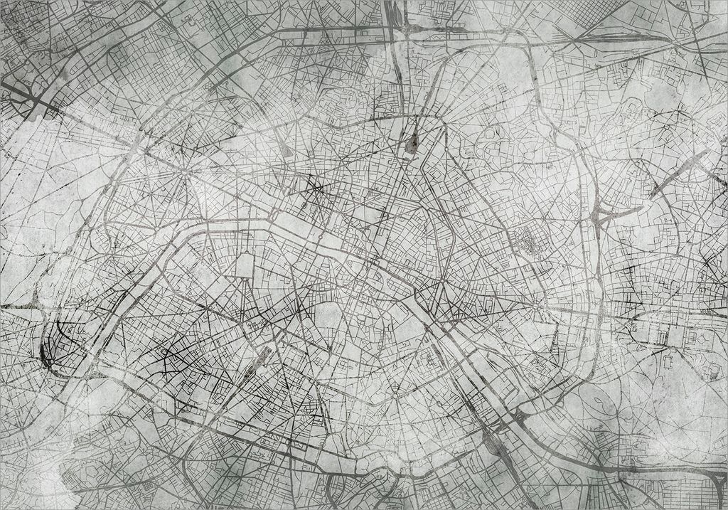 Vlies Fototapete Paris Karte 450x315 cm Tapeten Wandtapete XXL Stadt Frankreich Linien k-C-0134-a-a