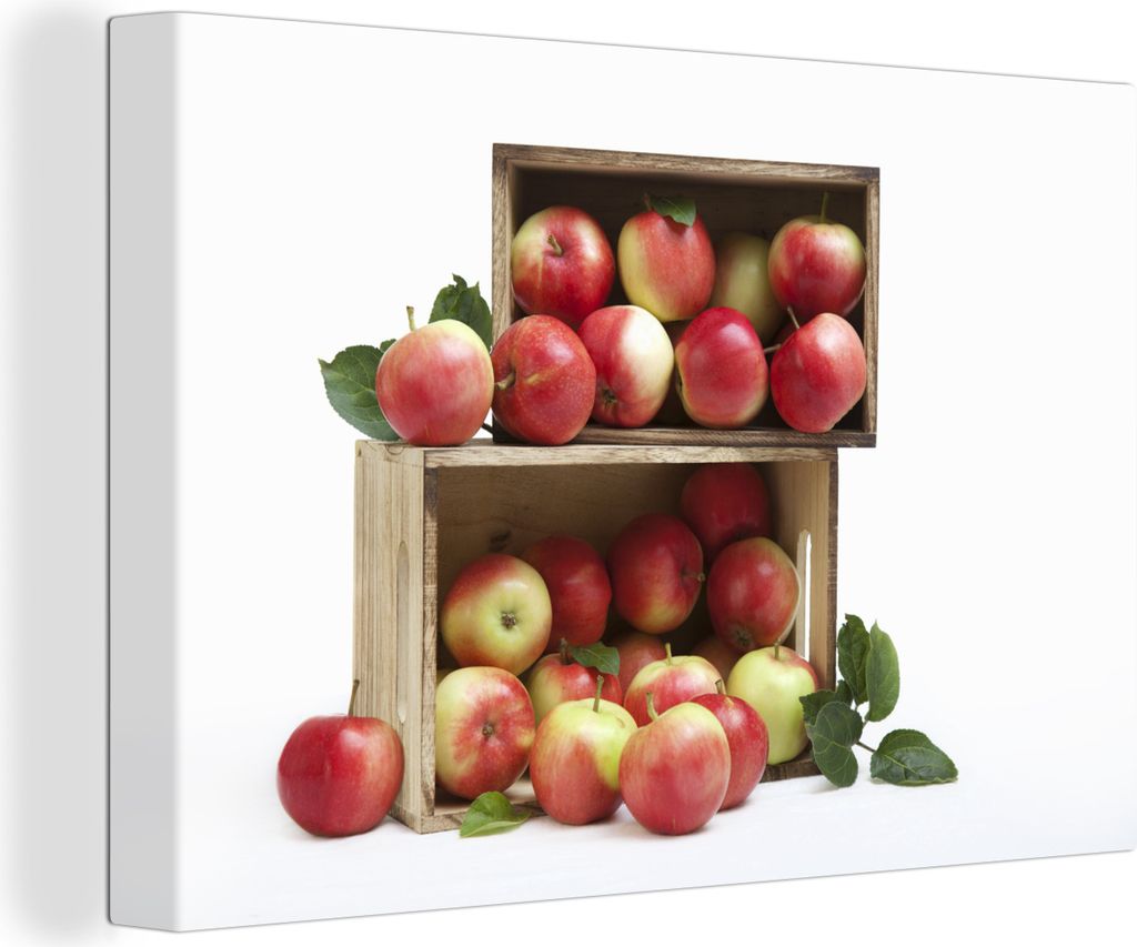 OneMillionCanvasses - Leinwandbilder - 150x100 cm, Apfel - Kiste - Obst, Wandbilder Kunstdruck Wanddekoration