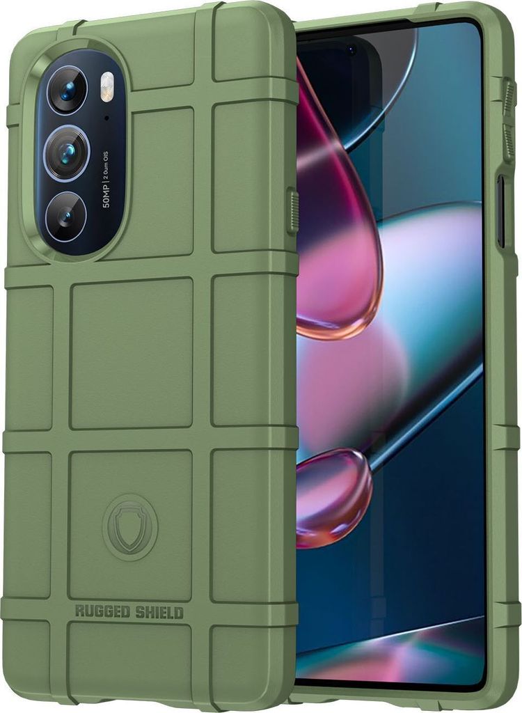 Mobigear Rugged Shield Motorola Edge X30 Hülle Flexibles TPU Backcover Stoßfest - Grün