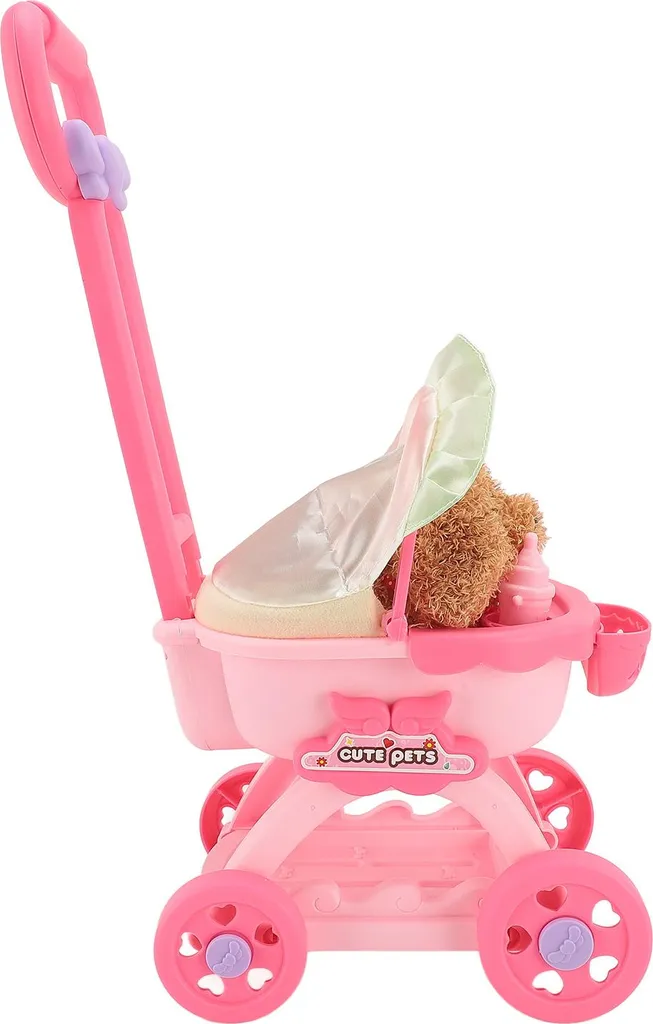 Poussette Jouet Chien et Chat - Modèle Grande Taille avec Motif Ourson