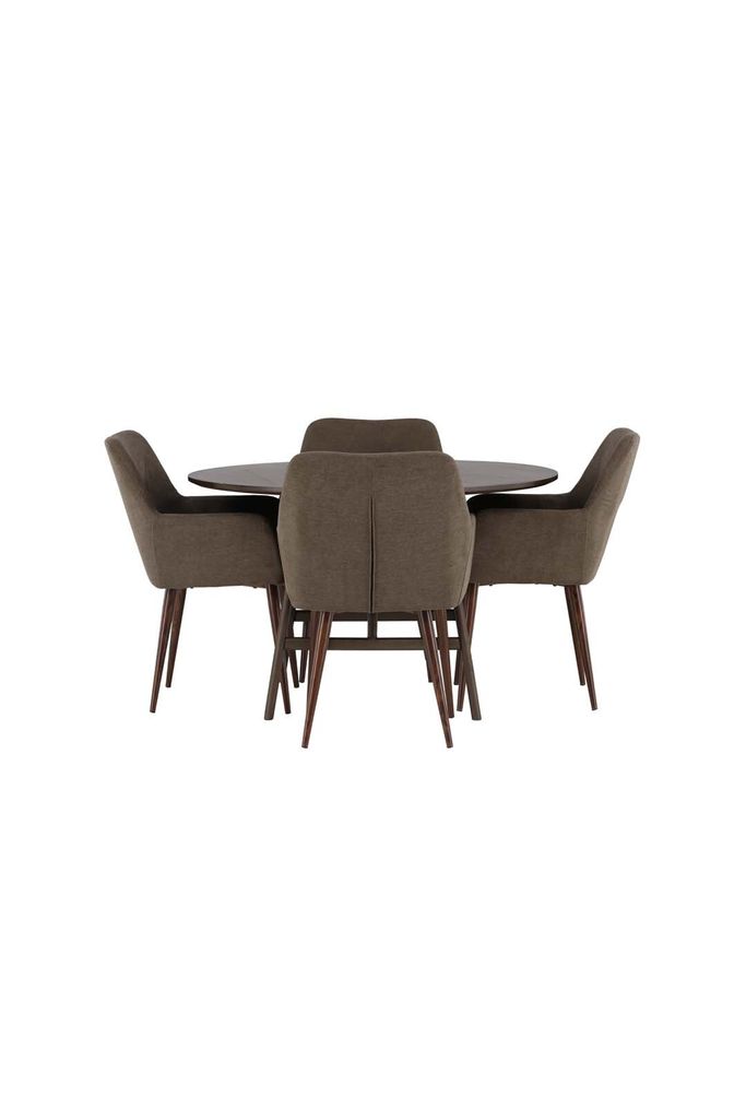 Kaseindon Essgruppe Tisch braun und 4 Tomorrow Stühle braun.