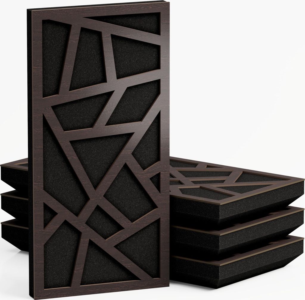 A stack of acoustic panels with a decorative wooden front.
