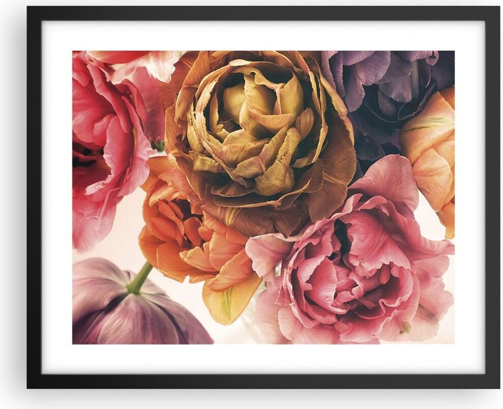 Gerahmtes Poster - Schwarzer Rahmen - Blumenstrauß Blumen Braut - 50x40 cm - Wand Bild - Wanddeko - Wandbilder - Kunstposter - Wandposter - Bilder...