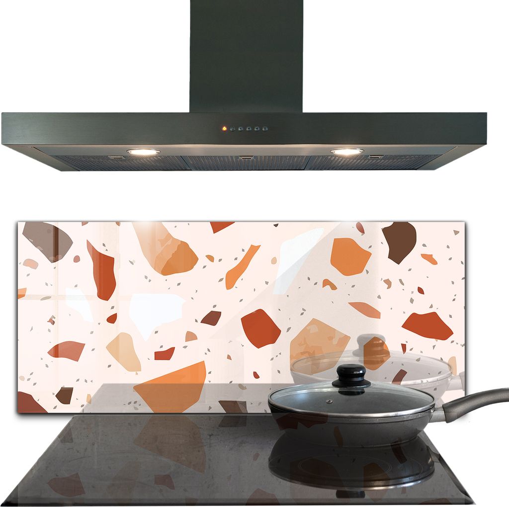 Spritzschutz aus Glas Küchenrückwand - Wandschutz für Herd und Spüle - 125x50 cm - terrazzo Lastryko Stein