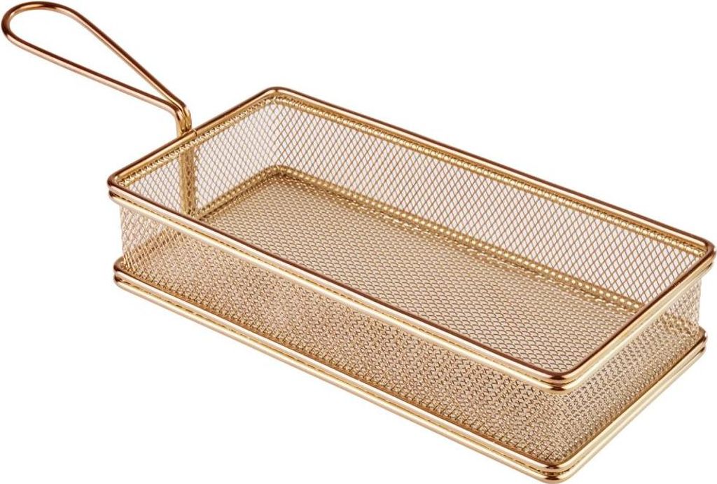 APS 40612 Servier-Frittierkorb SNACKHOLDER, Edelstahl, 21,5 x 10,5 cm, Höhe 4,5 cm, Kupfer-Look