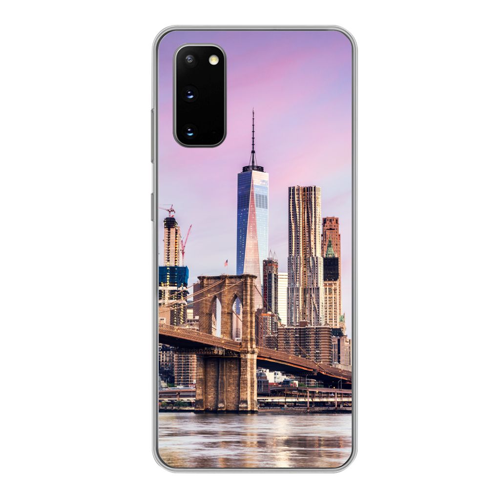 MuchoWow Handyhülle Schutzhülle Hülle für Samsung Galaxy S20 Brooklyn Bridge und die New Yorker Skyline Silikon Softcase Handy Hülle - Bild