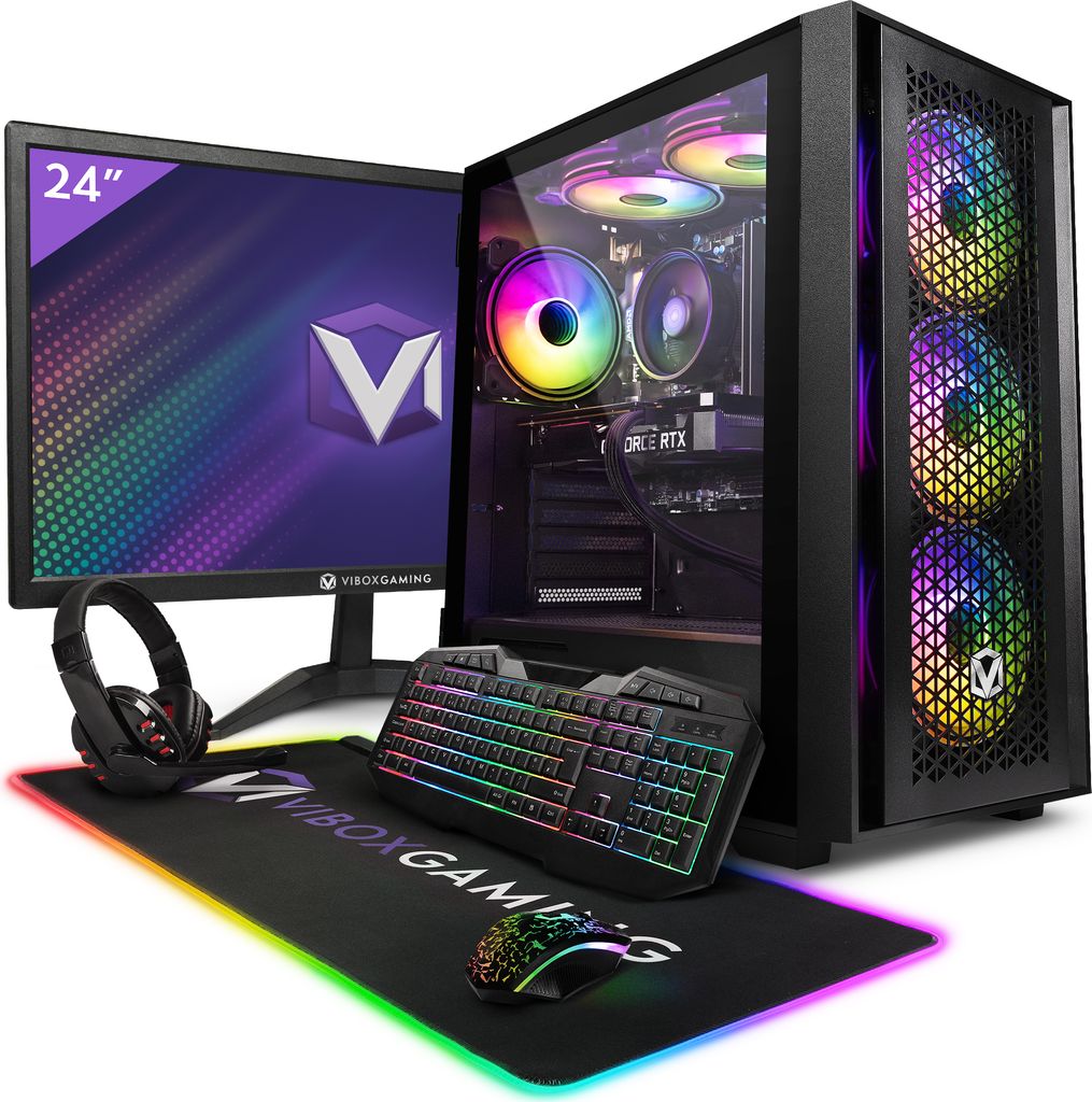 Vibox V-10 Gaming PC Set Komplett - Monitor 23 Zoll - AMD Ryzen 5 5500 4,1 GHz - Nvidia GTX 1660 Super 6 GB - 16 GB RAM - 480 GB SSD - Windows 11 -...