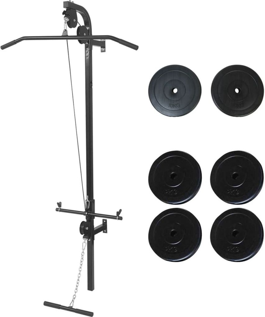 Fitnessstation Wandmontage mit Gewichtsscheiben 40 kg