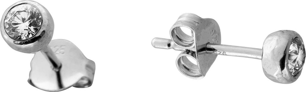 Solitär Ohrstecker Silber 925 Lab Grown Diamanten 0.24ct gehämmerte Optik