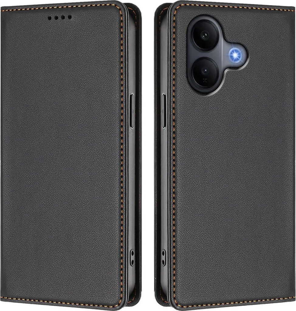 Cover Vivo V60 Lite 5G Nera: Wallet Case Elegante in Eco-Pelle