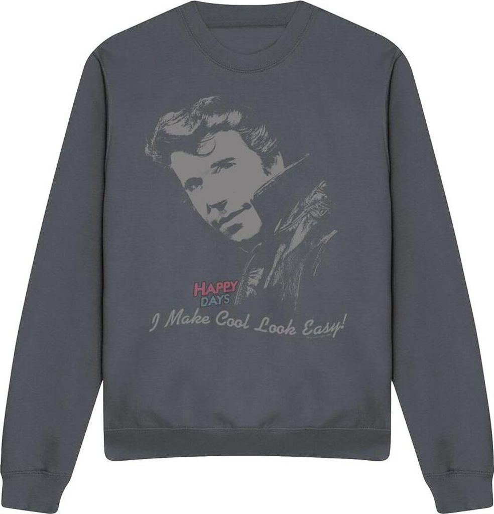 Happy Days - "Cool" Sweatshirt für Herren/Damen Uni TV11367 (XL) (Holzkohle)