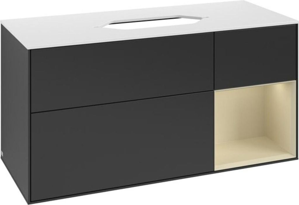V&B Waschtischunterschrank Finion 120x60 cm, Reg re si Gr m Lac, bla m Lac