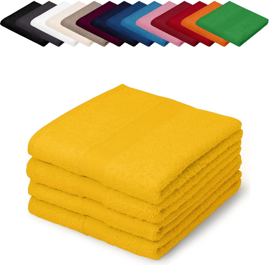 4er PACK Gästetücher 30x50 cm Gästehandtücher Kinderhandtücher Babyhandtücher 100% Baumwolle, Farbe: Gelb