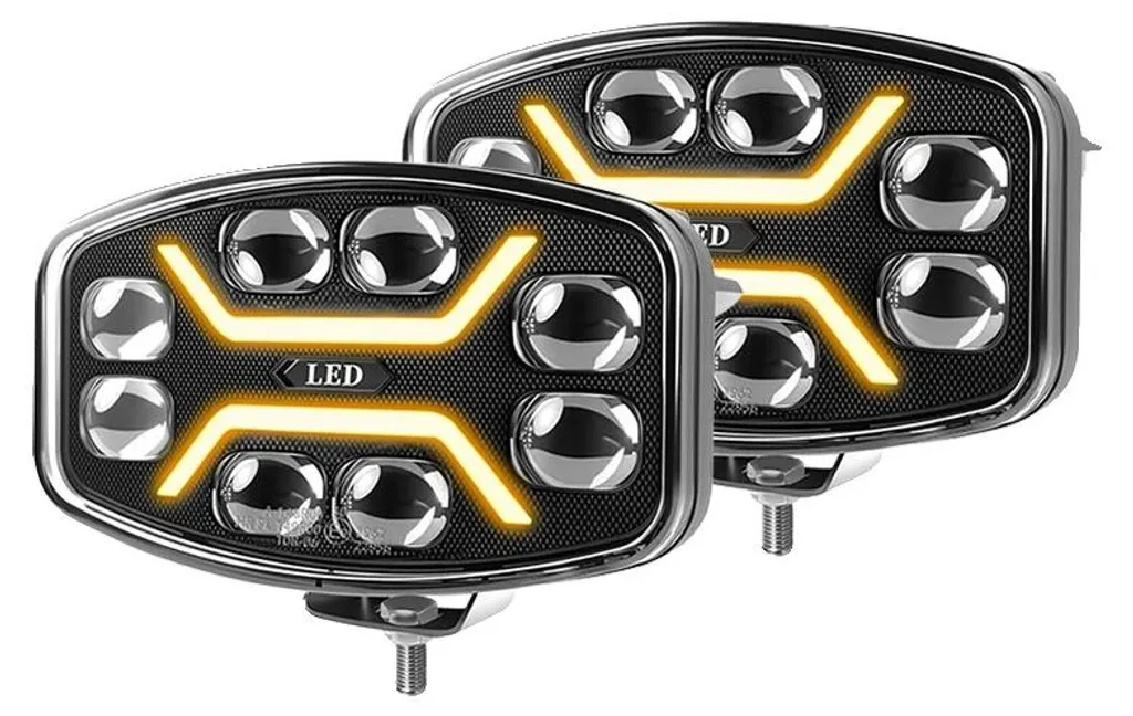 Projecteurs LED additionnels DRL blanc et ambré pour voiture et SUV
