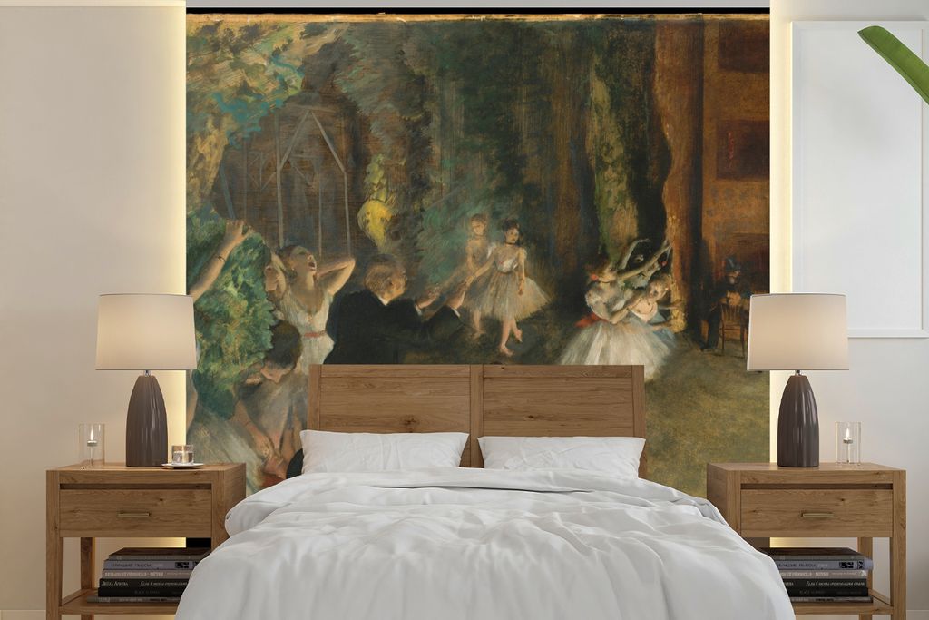 MuchoWow Fototapete für Wohnzimmer oder Schlafzimmer Wandtapete Vinyl Motivtapete Probe des Balletts auf der Bühne - Gemälde von Edgar Degas -...