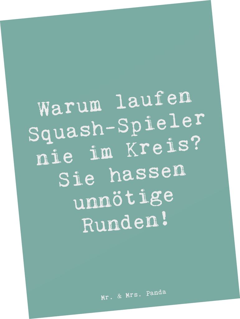 Mr. & Mrs. Panda Postkarte Spruch Squash Weisheit - Meeresbrise - Geschenk, Lächeln, Teamsport, Grußkarte, Sportarten, Schläger, Postkarten, Spo...