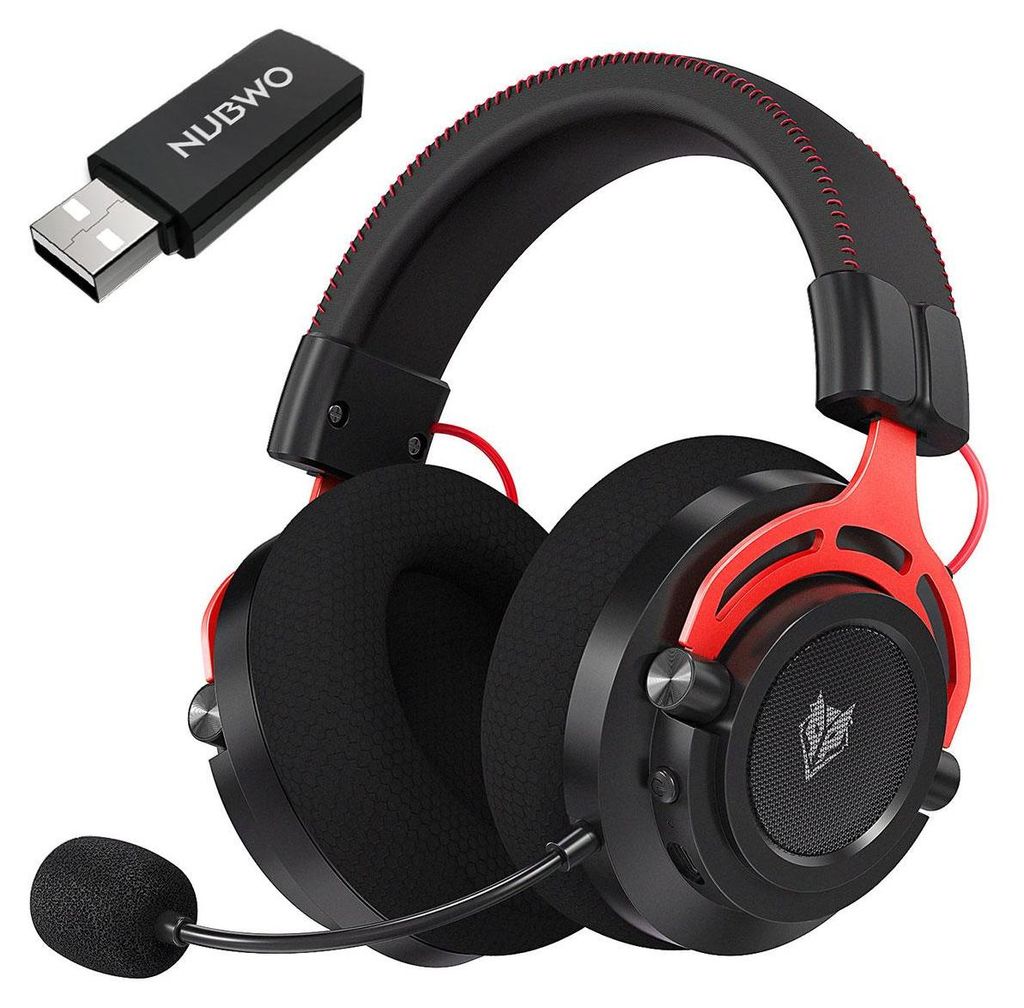 Gaming Headset,Kabelloses Mikrofon Set, 2.4GHz Wireless, Unidirektional, 50mm Treiber, Kompatibel mit PC, PS4, PS5, Switch