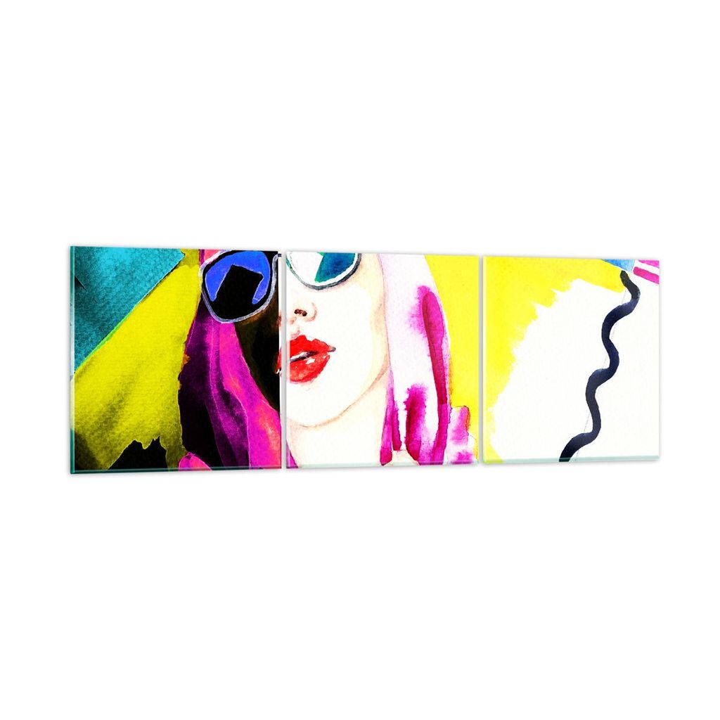 Bilder auf glas - Frau Modell - 90x30cm - Glasbilder - Wandbilder - Bilder - Kunstdruck - zum Aufhängen bereit - Wanddekoration aus Glas - Glas Bi...