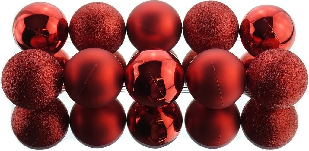 Bruchfeste Weihnachtskugeln Christmas Red rot Ø 6 cm aus Kunststoff - 10er Set