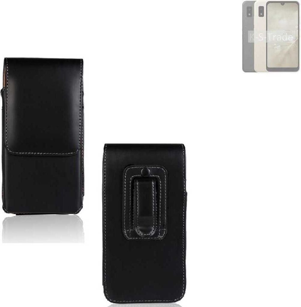 K-S-Trade Gürteltasche kompatibel mit Sharp Aquos Wish3 Schutz Hülle Handy Hülle mit Magnetverschluss Holster in schwarz