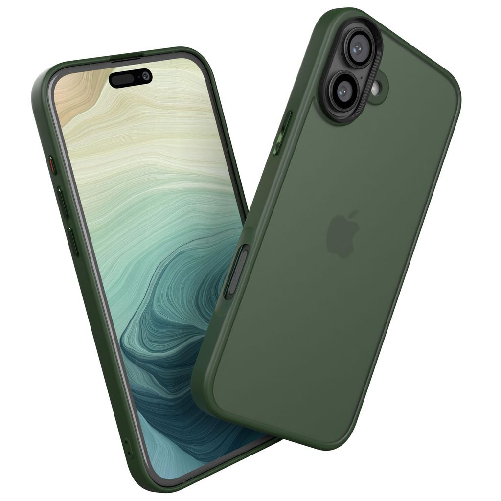 EAZY CASE - Outdoor Case kompatibel mit Apple iPhone 16 Plus, stoßfest, kratzfest, mit Kameraschutz, Silikonhülle in Dunkelgrün